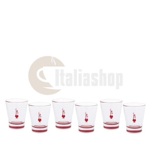 Bialetti Vetro Rossi Set 6 Cești pentru Espresso