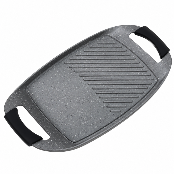 Aeternum Petravera Plus – Placă grill dublă cu mânere detașabile din silicon, 44 × 29 cm