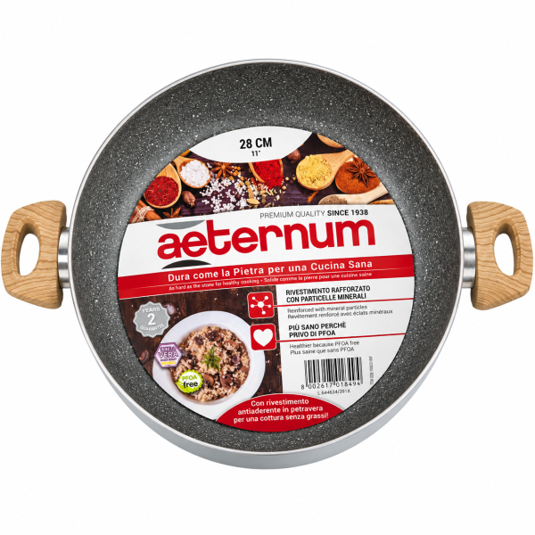 Aeternum Petravera – Tigaie adâncă antiaderentă cu două mânere, 28 cm