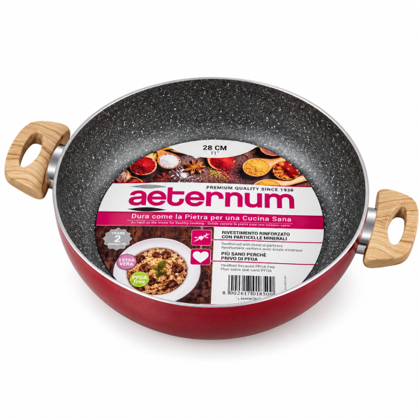 Aeternum Petravera – Tigaie adâncă antiaderentă cu două mânere, roșie