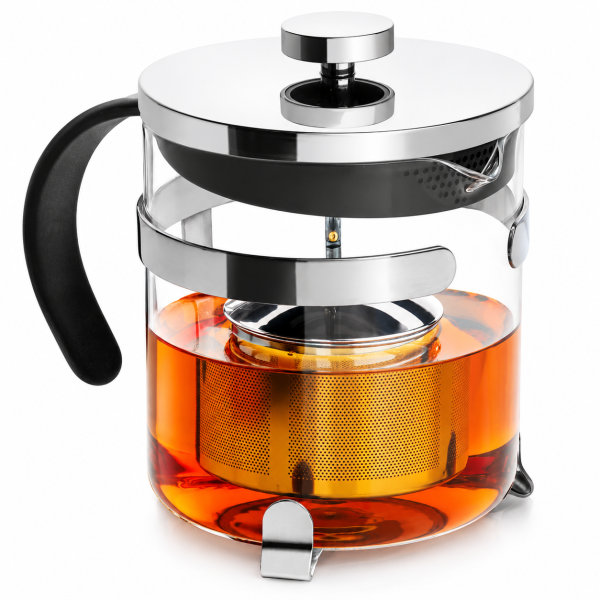 Giannini Extragourmet – Ceainic din sticlă cu filtru din oțel inoxidabil, 1 l