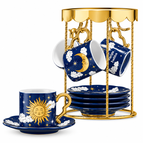 Bialetti Giostra Cielo Stellato – Set 4 cești espresso cu farfurioare