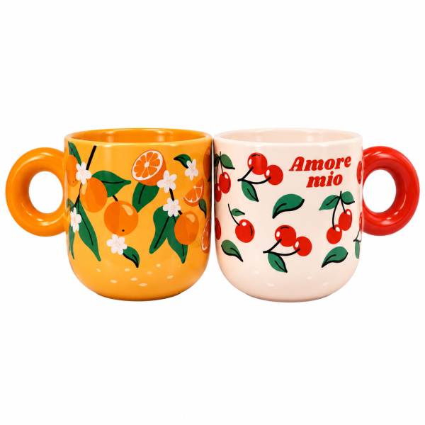Set 2 cești Bialetti Cherry and Orange Decor