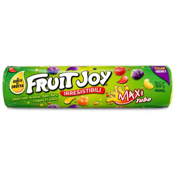 Fruit Joy Original Maxi Tubo bomboane moi cu arome de fructe – Vegan Friendly, 125 g