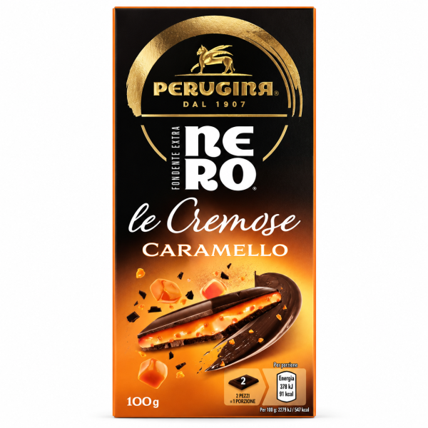 Perugina ciocolată neagră cu umplutură de caramel Nero Le Cremose Caramello – 100 g