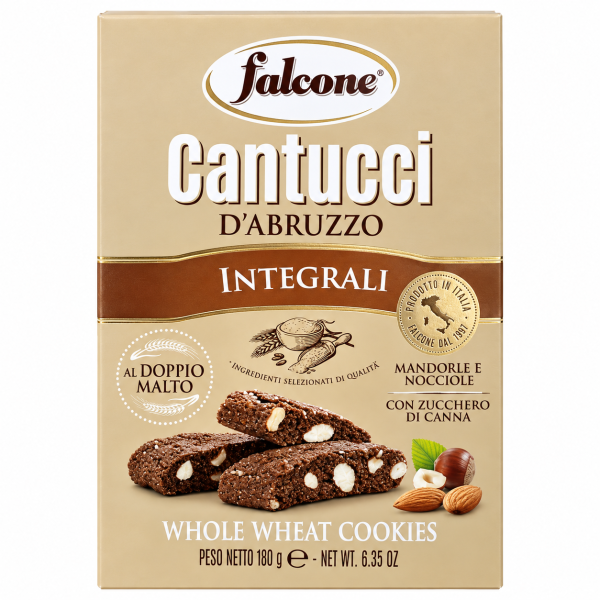 Falcone Cantucci integrali cu malț dublu, migdale și alune de pădure – 180 g