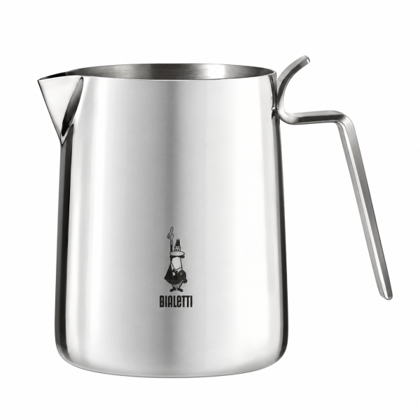 Bialetti Bricco Inox Lusso – Cană pentru spumarea laptelui din oțel inoxidabil, 1 L