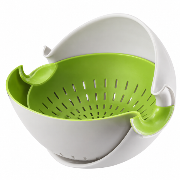 Guzzini Spin & Drain – Set bol și strecurătoare rotativă 2 în 1