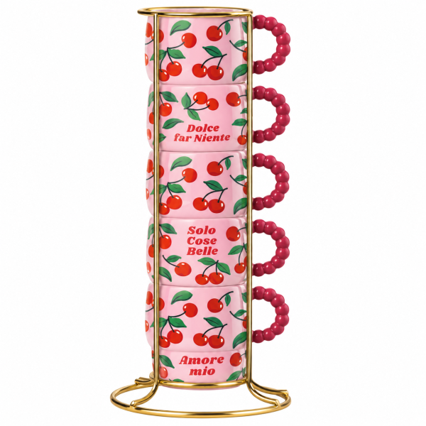 Bialetti Mercato della Frutta – Set de 6 cești din porțelan pentru espresso