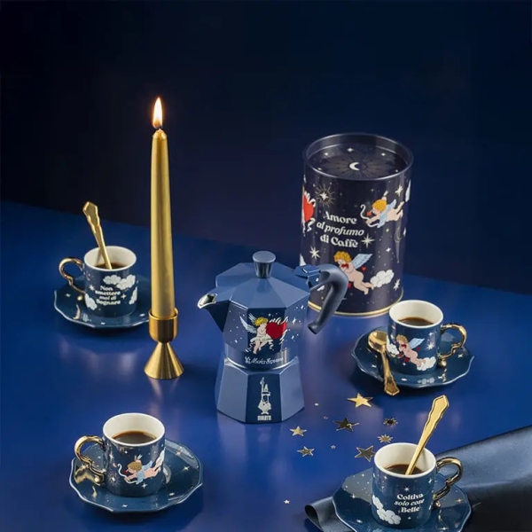 Bialetti Cielo Stellato – Set 4 cești cu farfurioare cu îngeri